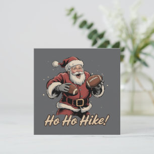 Cartes Pour Fêtes Annuelles Joueur de football rétro Santa Ho Ho Hike Noël