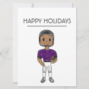 Cartes Pour Fêtes Annuelles joueur de football vintage rétro violet noir simpl