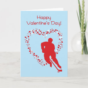 Cartes Pour Fêtes Annuelles Joueur de hockey de la Saint-Valentin