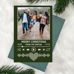 Cartes Pour Fêtes Annuelles Joueur de musique en streaming Photo verte Noël