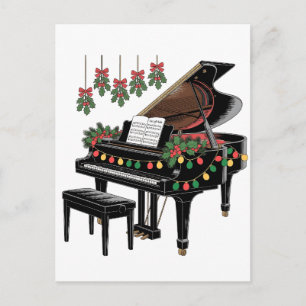 Cartes Pour Fêtes Annuelles Joueur de piano Éclairage de Noël Santa en train d