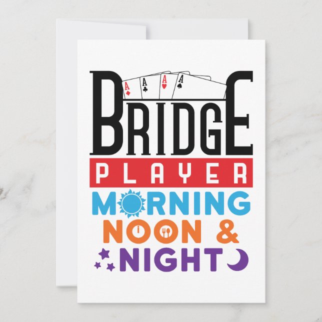 Cartes Pour Fêtes Annuelles Joueur de pont le matin midi et soir (Devant)