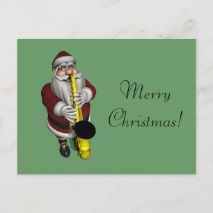 Cartes Pour Fêtes Annuelles Joueur de saxophone de Santa Claus