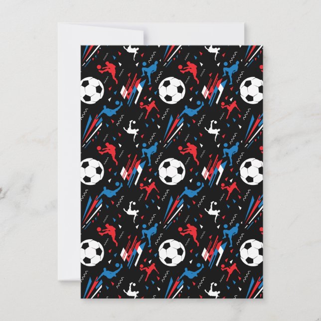 Cartes Pour Fêtes Annuelles Joueur de soccer - Rouge Blanc Bleu Freestyle (Devant)