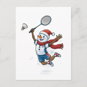 Cartes Pour Fêtes Annuelles Joueur de tennis bonhomme de neige Noël 2026 Vacan