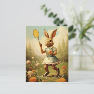 Cartes Pour Fêtes Annuelles Joueur de tennis vintage mignon Bunny de Pâques