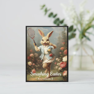Cartes Pour Fêtes Annuelles Joueur de tennis vintage mignon Bunny de Pâques