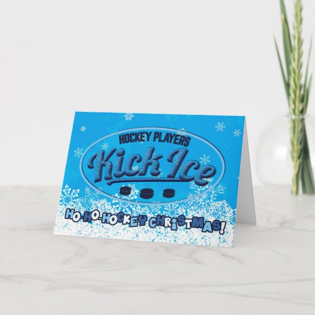 Cartes Pour Fêtes Annuelles Joueurs de hockey Kickice Christmas Card (Devant)