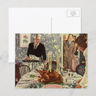 Cartes Pour Fêtes Annuelles Jour d'Action de grâce vintage Dîner turc en famil