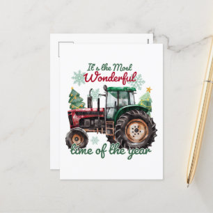 Cartes Pour Fêtes Annuelles Jour d'aquarelle du tracteur du pays