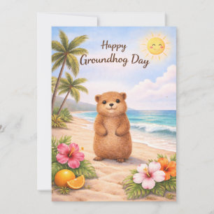 Cartes Pour Fêtes Annuelles Jour de la marmotte aquarelle
