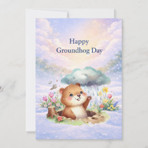 Cartes Pour Fêtes Annuelles Jour de la marmotte aquarelle
