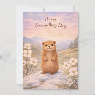 Cartes Pour Fêtes Annuelles Jour de la marmotte aquarelle