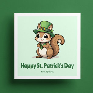 Cartes Pour Fêtes Annuelles Jour de la Saint-Patrick écureuil mignon avec chap