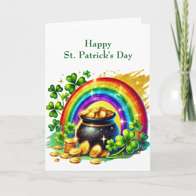 Cartes Pour Fêtes Annuelles Jour de la Saint Patrick Pot D'Or Illustration (Devant)