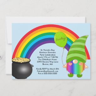 Cartes Pour Fêtes Annuelles Jour de la Saint Patrick Rainbow Gnomies Invitatio