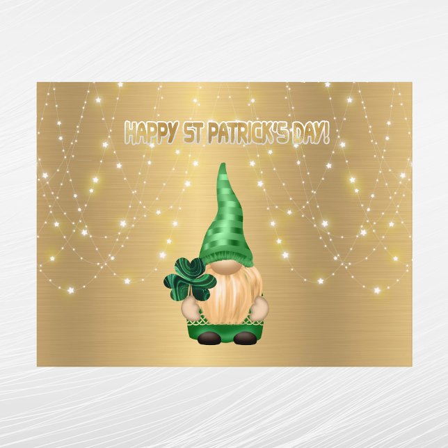Cartes Pour Fêtes Annuelles Jour de la Saint Patrick Shamrock Gnome Gold Light (Créateur téléchargé)