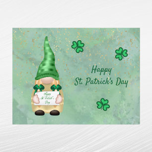 Cartes Pour Fêtes Annuelles Jour de la Saint Patrick Shamrock Gnome Green Gold