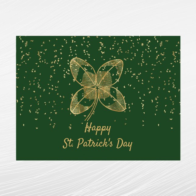 Cartes Pour Fêtes Annuelles Jour de la Saint Patrick shamrock Gold Confetti (Créateur téléchargé)