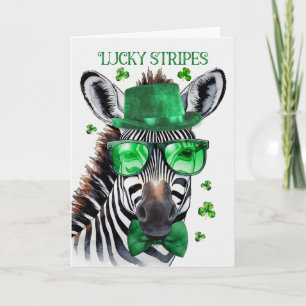 Cartes Pour Fêtes Annuelles Jour de la Saint-Patrick Zèbre Rayures Chanceuses