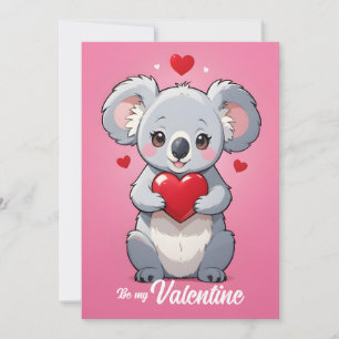 Cartes Pour Fêtes Annuelles Jour de la Saint-Valentin amour rose koala mignon