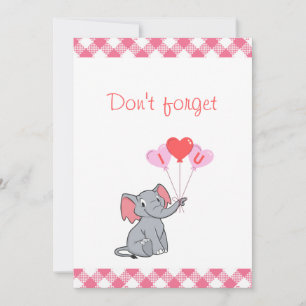 Cartes Pour Fêtes Annuelles Jour de la Saint-Valentin éléphant mignon