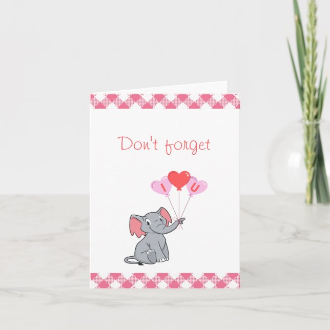 Cartes Pour Fêtes Annuelles Jour de la Saint-Valentin éléphant mignon  (Devant)