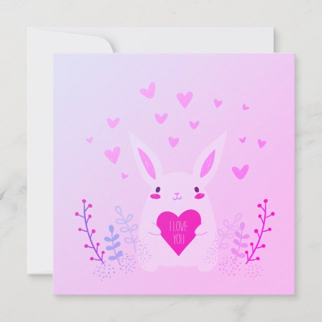 Cartes Pour Fêtes Annuelles Jour de la Saint Valentin rose mignon Je t'aime La (Devant)