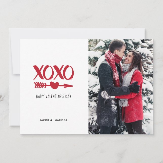 Cartes Pour Fêtes Annuelles Jour de la Saint Valentin XOXO Rouge & Blanc (Devant)