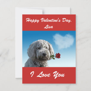 CARTES POUR FÊTES ANNUELLES JOUR DE LA VALENTINE CUTE GOLDENDOODLE PERSONNALIS