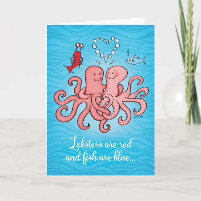 Cartes Pour Fêtes Annuelles Jour de la Valentines (Octopi) (Devant)