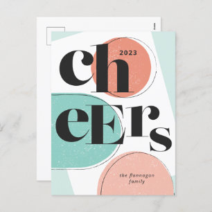 Cartes Pour Fêtes Annuelles Jour de l'an Abstrait Turquoise Melon