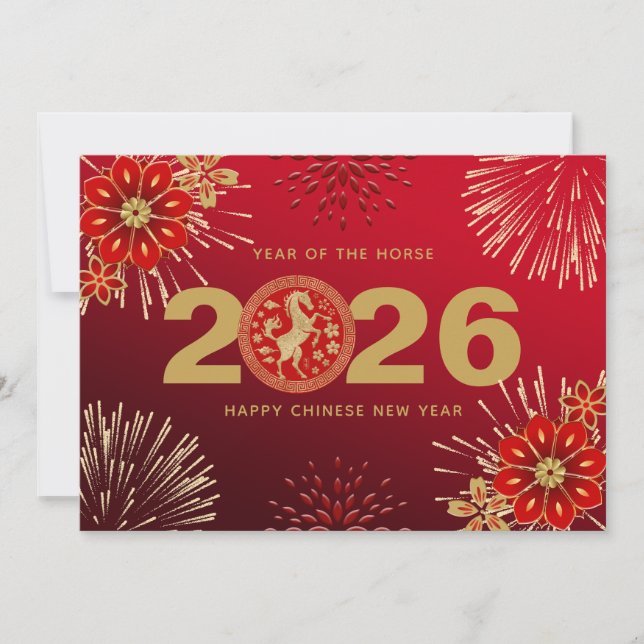 Cartes Pour Fêtes Annuelles Jour de l'An chinois de l'or rouge du lapin (Devant)