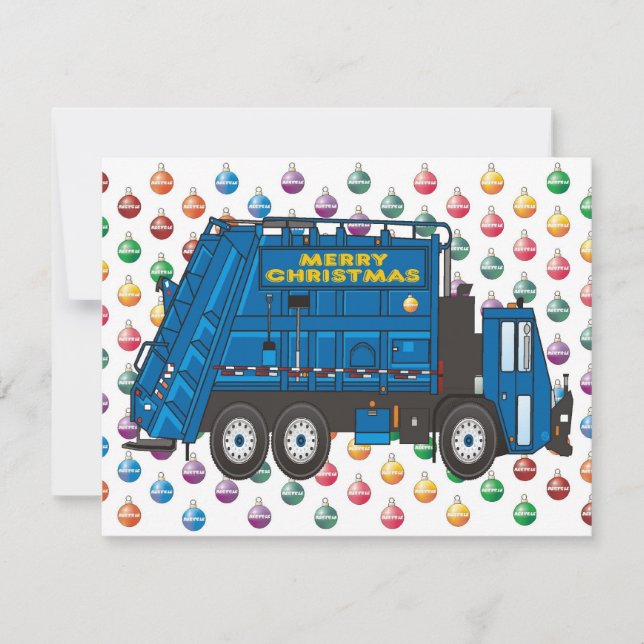 Cartes Pour Fêtes Annuelles Jour de Noël du camion à ordures (Devant)