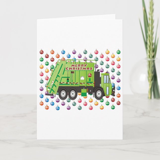 Cartes Pour Fêtes Annuelles Jour de Noël du camion à ordures (Devant)