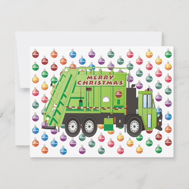Cartes Pour Fêtes Annuelles Jour de Noël du camion à ordures (Devant)
