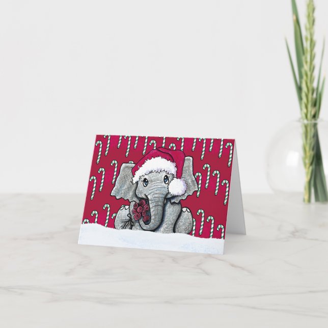 Cartes Pour Fêtes Annuelles Jour de Noël Eléphant doux (Devant)