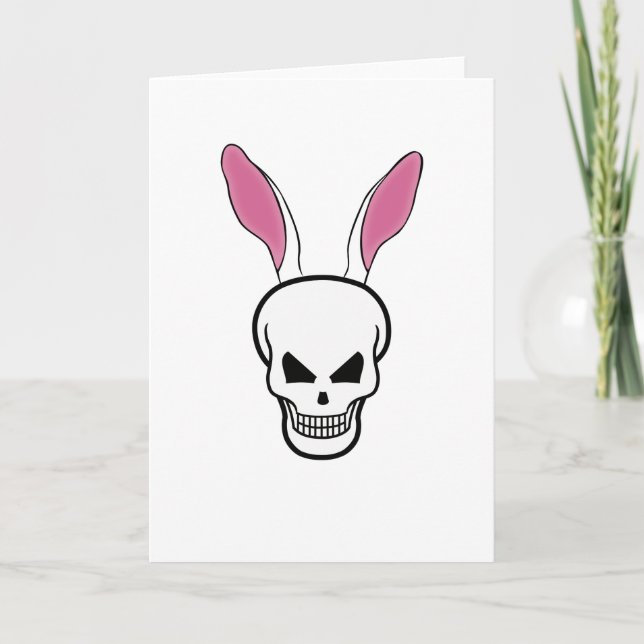 Cartes Pour Fêtes Annuelles Jour de Pâques, le lapin du crâne (Devant)