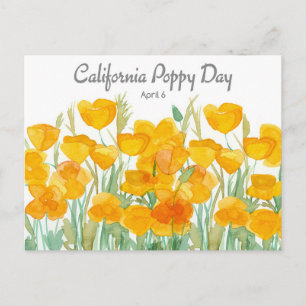 Cartes Pour Fêtes Annuelles Jour de Pavot de Californie 6 avril Aquarelle Fleu