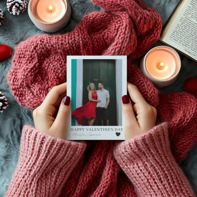 Cartes Pour Fêtes Annuelles Jour de Valantine minimum noir & blanc & photo (Créateur téléchargé)