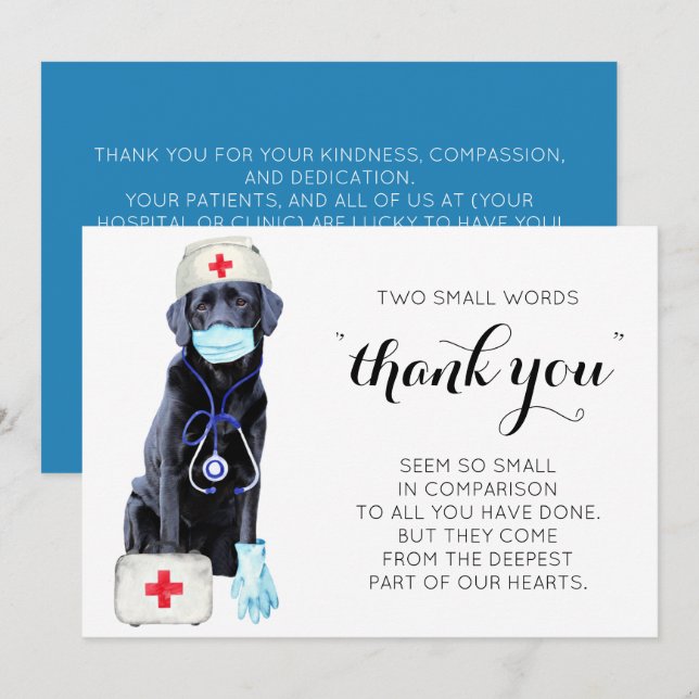 Cartes Pour Fêtes Annuelles Jour des infirmières de Merci de chien mignonne (Devant / Derrière)