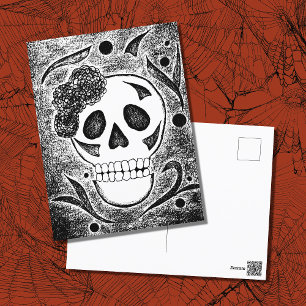 Cartes Pour Fêtes Annuelles Jour des morts Halloween noir blanc crâne de sucre