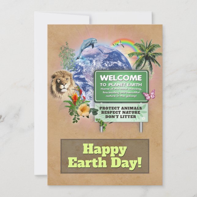 Cartes Pour Fêtes Annuelles Jour des terres heureux (Devant)