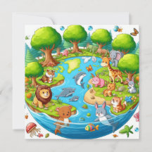 Jour des terres heureux - Planète d'eau d'arbre ve