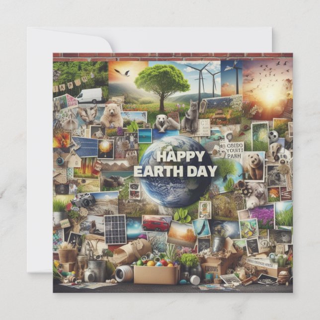 Cartes Pour Fêtes Annuelles Jour des terres heureux - Planète d'eau d'arbre ve (Devant)