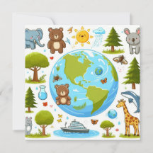 Jour des terres heureux - Planète d'eau d'arbre ve