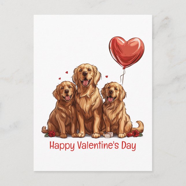 Cartes Pour Fêtes Annuelles Jour des Valentines Chien d'or (Devant)