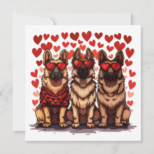 Cartes Pour Fêtes Annuelles Jour des Valentines Chiens bergers allemands