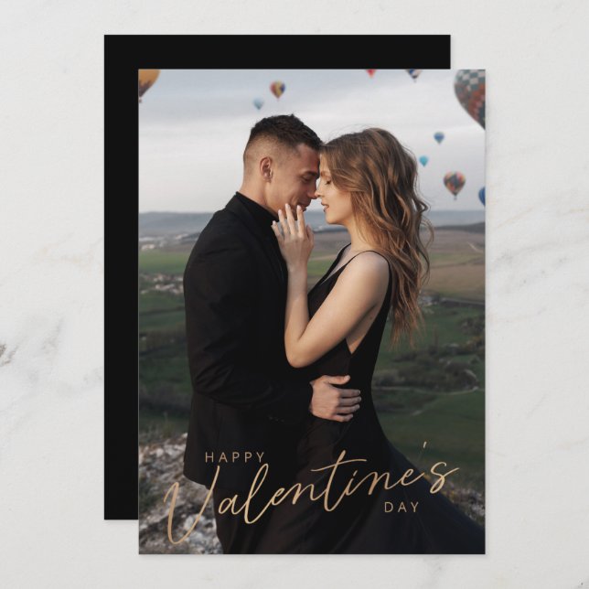 Cartes Pour Fêtes Annuelles Jour des Valentines contemporaines Couple love Pho (Devant / Derrière)