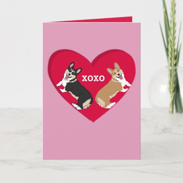 Cartes Pour Fêtes Annuelles Jour des Valentines Corgi (Devant)